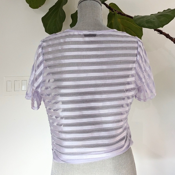 Topshop lilac sheer striped top - Picture 2 of 3